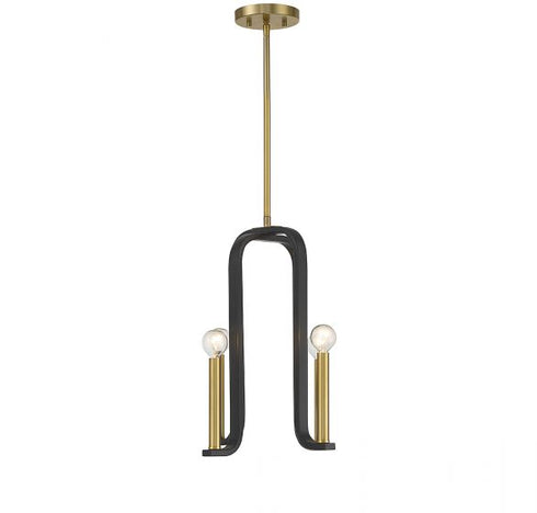 Archway 4-Light Pendant in Matte Black with Warm Brass Accents